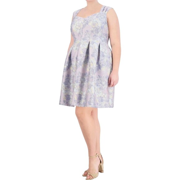 Vince Camuto Purple Gold Floral Jacquard Fit & Flare Cocktail Dress Sz 22W *** - Picture 3 of 4